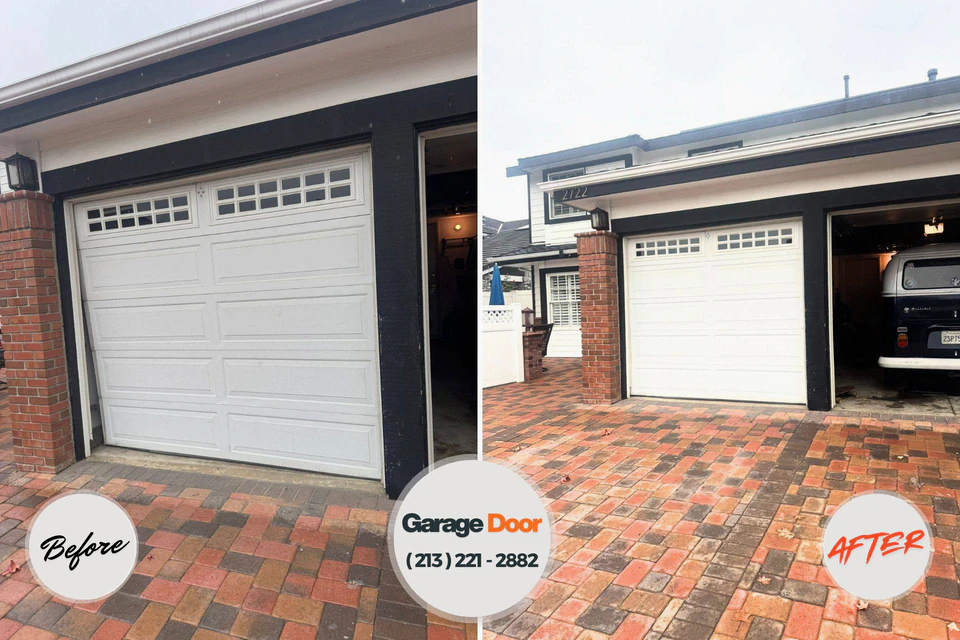 Before and after: garage door repair Hillsborough